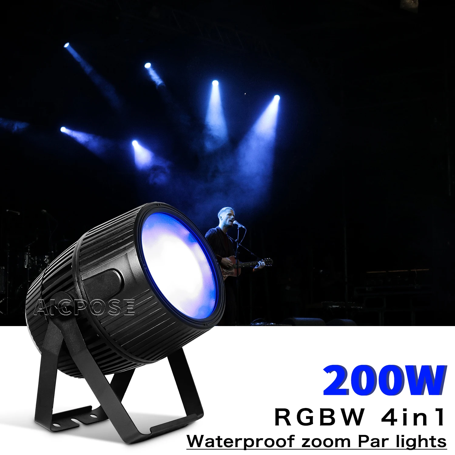 4Pcs/Lots 200W COB Spotlight RGBW 4 in 1 LED Waterproof Zoom Par Light DMX Control DJ Disco Outdoor Stage Equipment Lighting