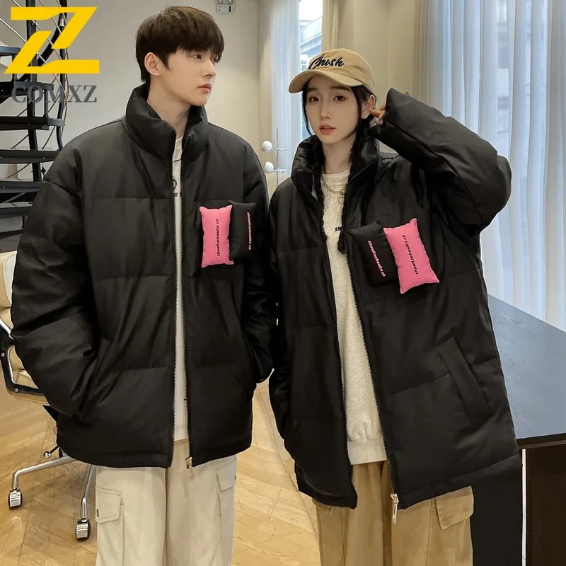 COMXZ Parker Coat Lightweight Waterproof Stand Collar Casual Skiing Down Jacket Travel Warm Classic Puffer Jacket Men's Clothing