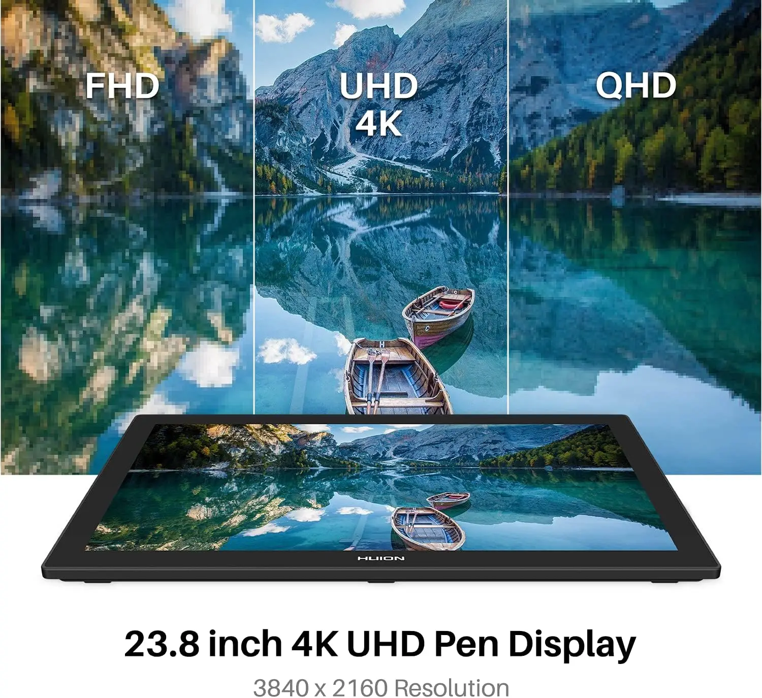 HUION Kamvas Pro 24 4K UHD Graphics Tablet Monitor 23.8 Inch 140% sRGB 8192 Level Batteryfree Display Drawing Monitor for Androi