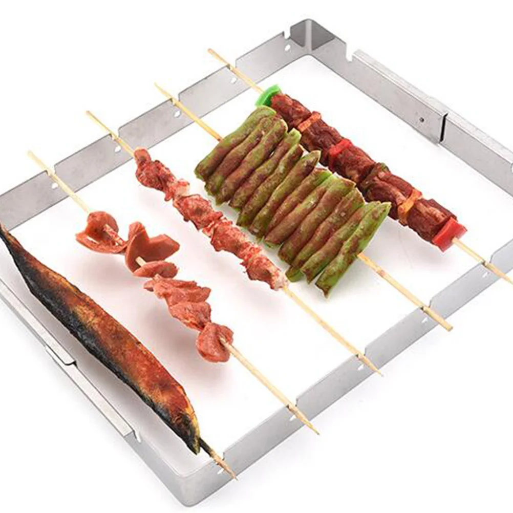 

Stainless Steel Portable BBQ Grill Outdoor Charcoal Grilling Durable Rust Proof Warping Resistant Easy Clean for Kebab