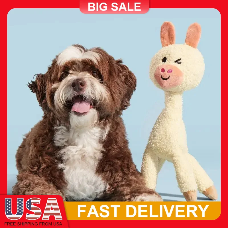 

Alpaca Dog Toy Squeaky Crinkle Whip N Flip Limbs Interactive Play Soft Plush Puppy Pet Fun Chew Resistant
