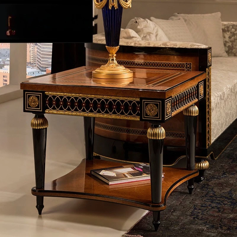 style birch carved rectangular coffee table corner table combination large apartment model room living room furniture