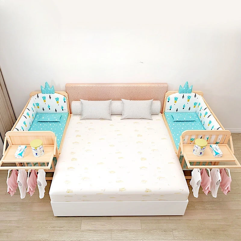 سرير أطفال من الخشب الصلب قابل للتحويل سرير طفل صغير متحرك لحديثي الولادة مهد متعدد الوظائف سرير الرضع للأطفال الأولاد والبنات #2