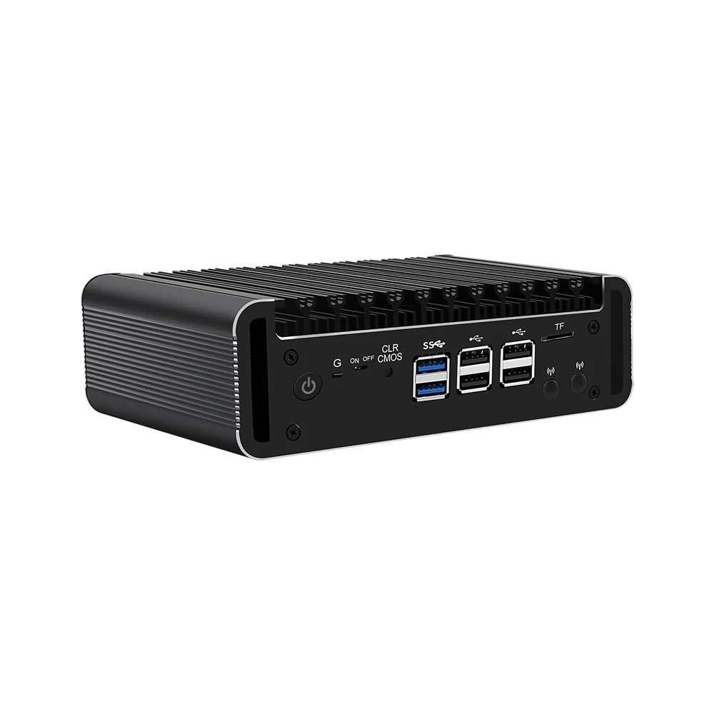 HUNSN Mikro Firewall Appliance, Mini PC, PFSense, Mikrotik, Intel Twin Lake N355, RJ36, OPNsense, VPN, Router PC, GPIO, HD, 4LAN, 8USB