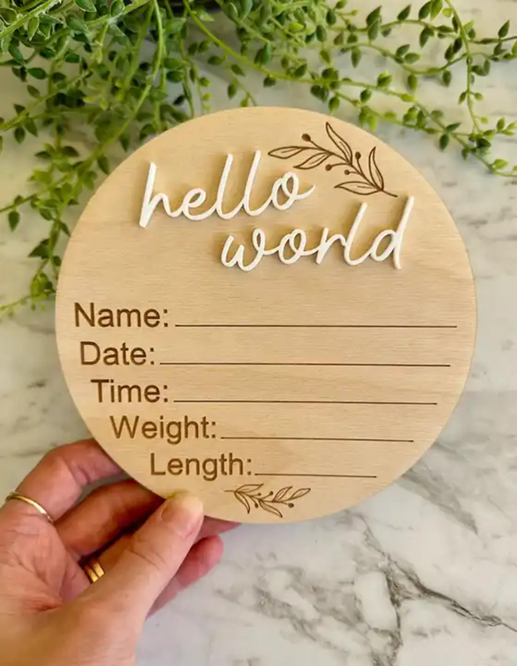 set of 20 pcs 3D Hello World Newborn Sign Baby Announcement wood Plaque