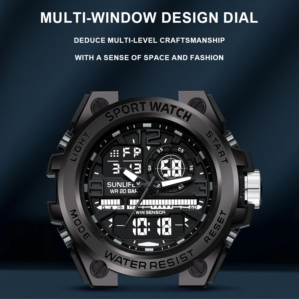 Sunlifex 2024 Top Brand Men's Watches 5ATM Waterproof Sport Military Wristwatch Quartz Watch for Men Clock Relogio Masculino