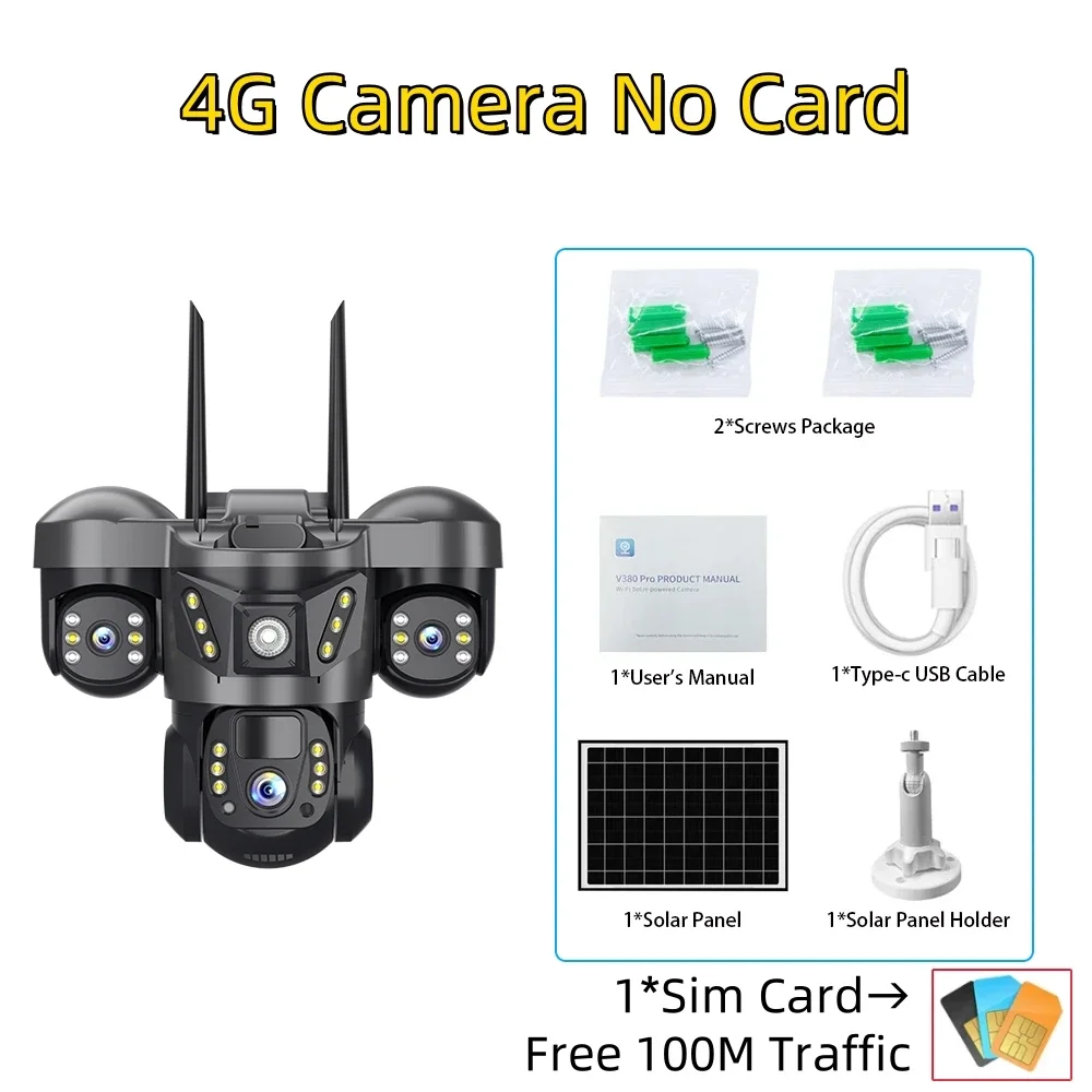 V380 Solar 360 Degree No Dead Angle Mobile Phone Remote Outdoor High Definition Night Vision No Electricity No Grid