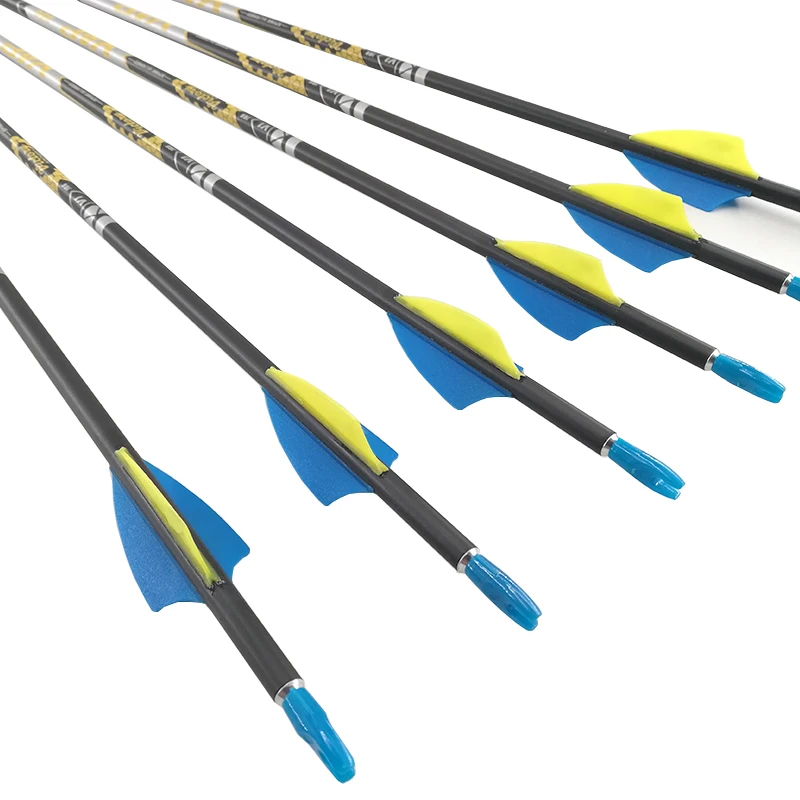 

Archery Compound Recurve Bow Spine 350 400 500 600 700 800 900 ID4.2mm Carbon Arrows Shaft 1.75 Inch Vanes Hunting 12Set