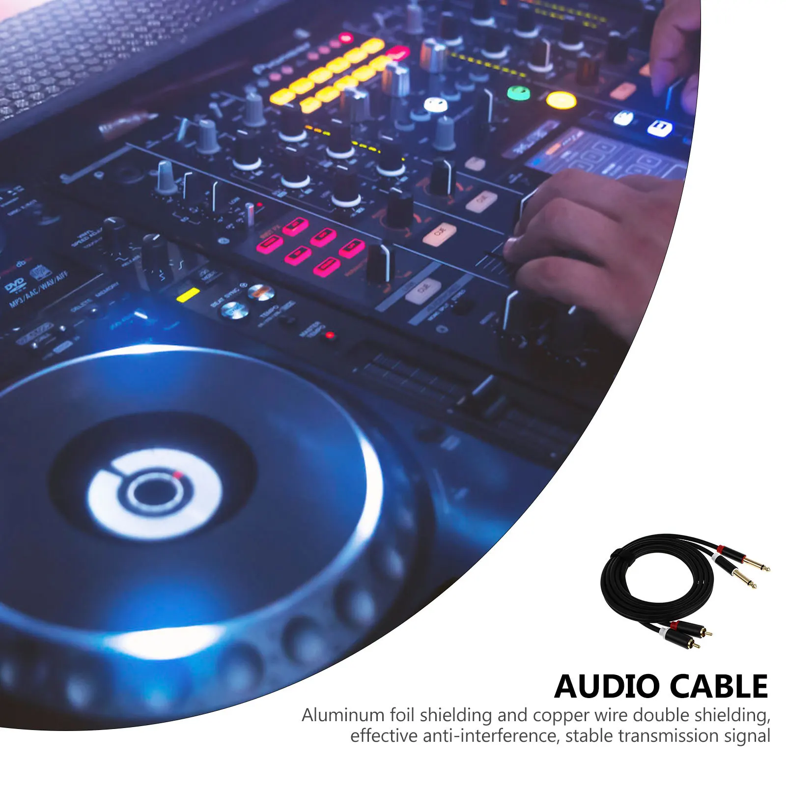 

2Pcs Reliable Aluminum Alloy Shell Audio Cables Strong Anti-Interference Simple Speaker Wires Black Audio Cable