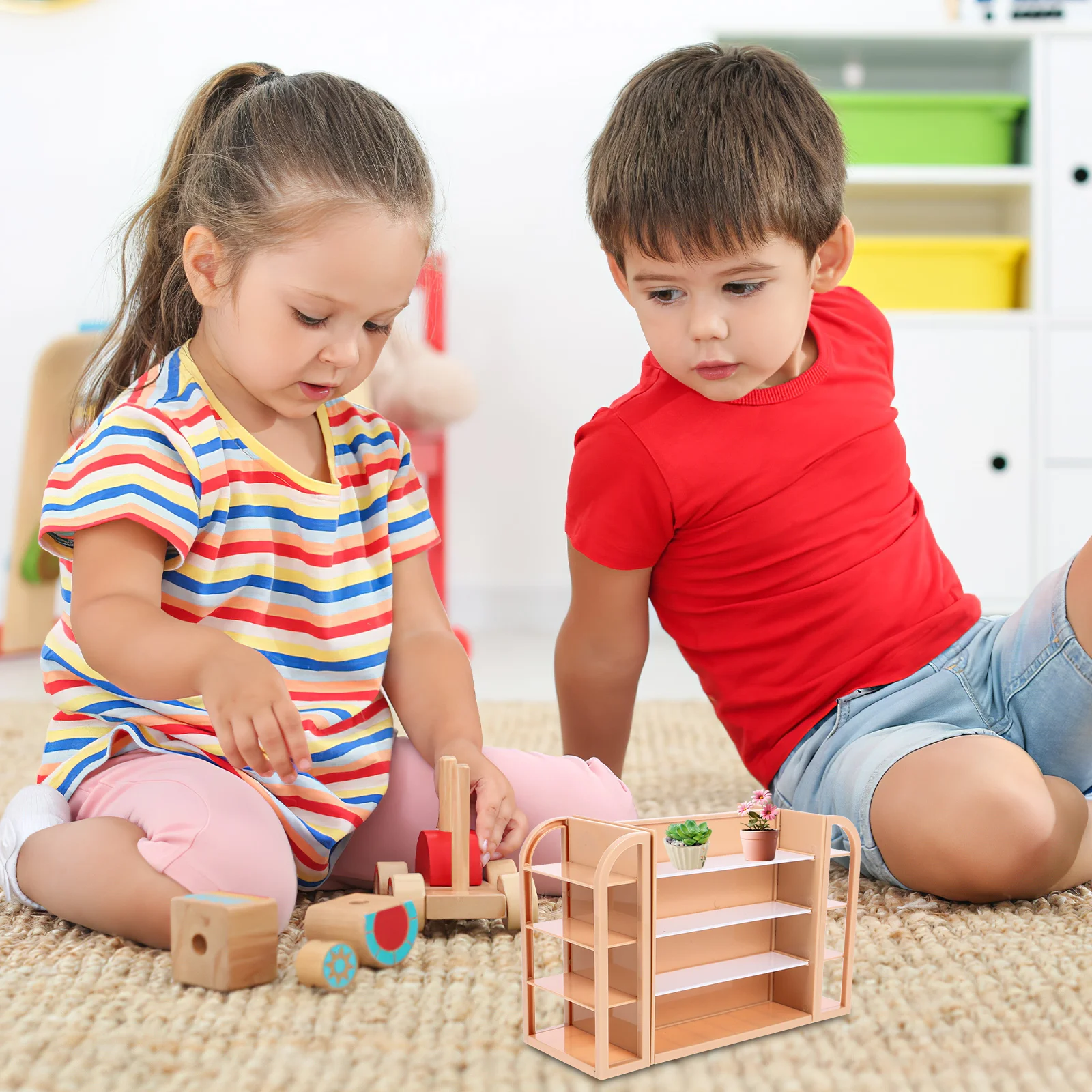 Mini support de supermarché maison enfants Playhouse étagère jouets ornement décoratif enfant