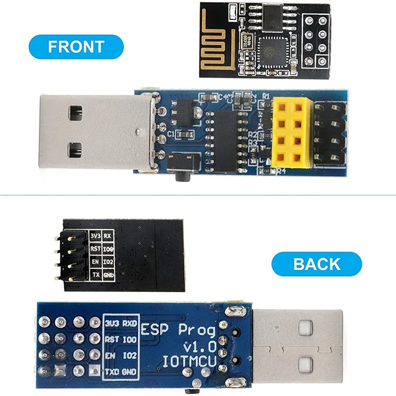 A45U 2X USB zu ESP8266 Breakout CH340C ESP-01 Prog Wifi Programmierer Downloader Adapter mit Reset Auto Download Schaltung
