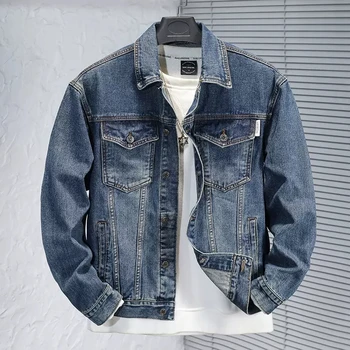 Autumn New Fashion Men Jacket Retro Blue Embroidery Designer Vintage Denim Jacket Men Casual Coats Hip Hop Chaquetas Hombre