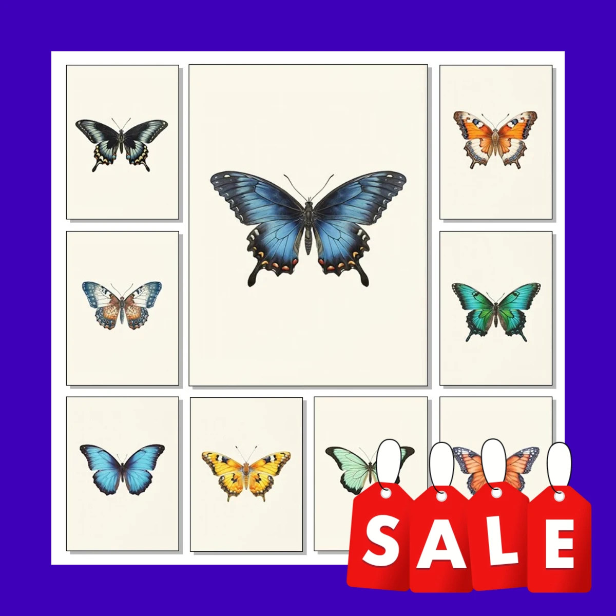 Wings of Vintage Color – Colorful Minimalist Butterfly Frameless Canvas for Living Room Home Decor Gift 2026