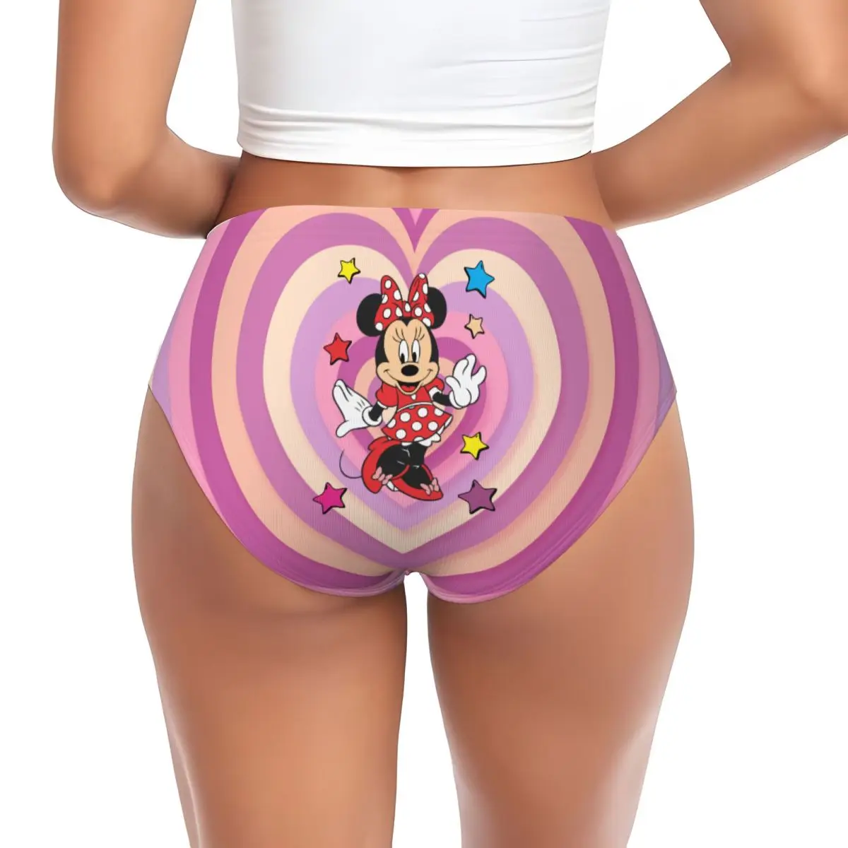 Custom Mickey Mouse Brief Panties Womens Comfort Stretch Underwear Valentine's Day Gifts Underpants