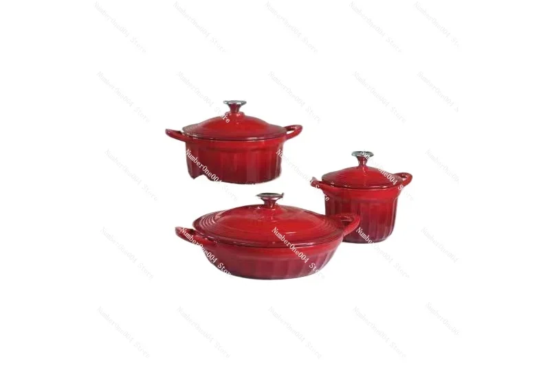 Cast iron enamel pot, saucepan, wok, seafood pot, mommy , dry , braised flat-bottomed cast iron , electric gas pass