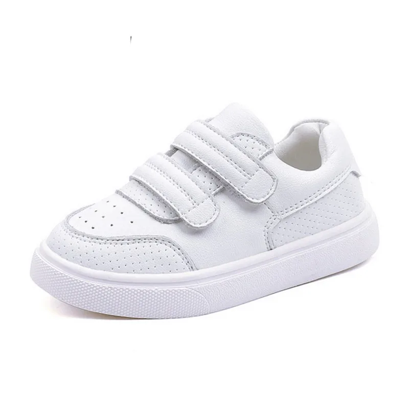 DIMI-zapatos de piel de microfibra para niño y niña, zapatillas escolares de goma suave y antideslizante, informales, color blanco, primavera y otoño