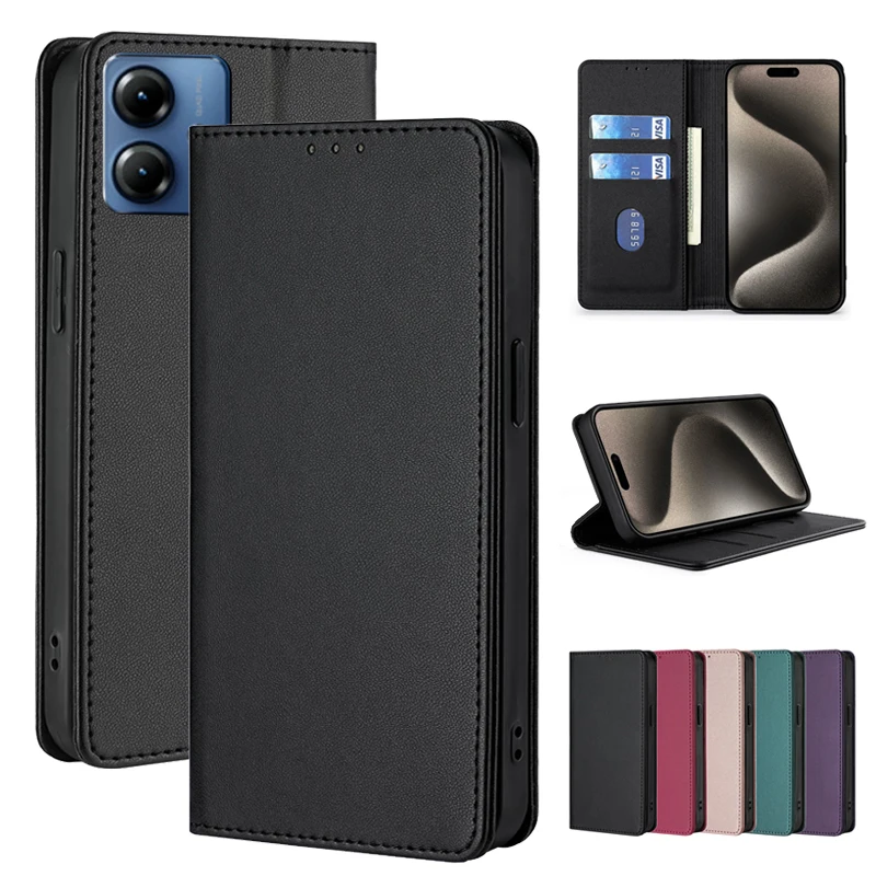 Leather Wallet Phone Cases for Motorola MOTO G04 G5 G6 G7 G8 G9 G10 G13 G14 G20 G22 Play Plus Power Flip Cover Protect Magnetic