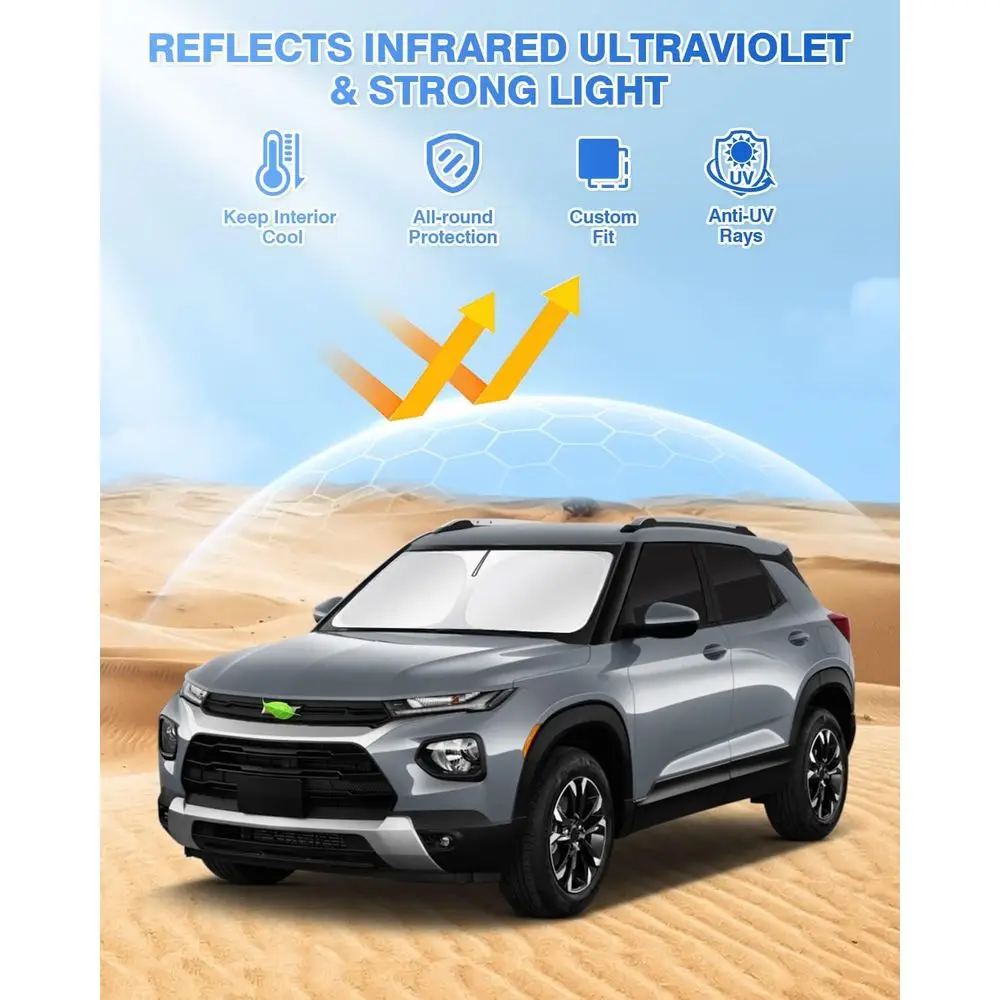 طقم مظلات تشيفي تريل بليزر أسود 2021-2026 - طقم مكون من 6 قطع للزجاج الأمامي والنوافذ الجانبية والخلفية وحماية من الأشعة فوق البنفسجية والخصوصية والتبريد #2