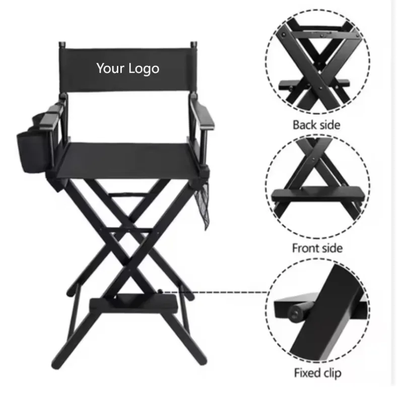 

Portable Foldable Aluminum Director Chair with Aluminum Frame Salon Makeup Chair