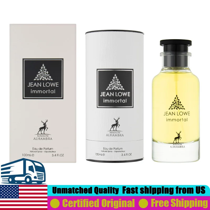 

Maison Alhambra Jean Lowe Immortal Eau de Parfum 3.4 Ounce Premium Arabian Perfumes Lasting Oriental Pheromones Perfume for Men