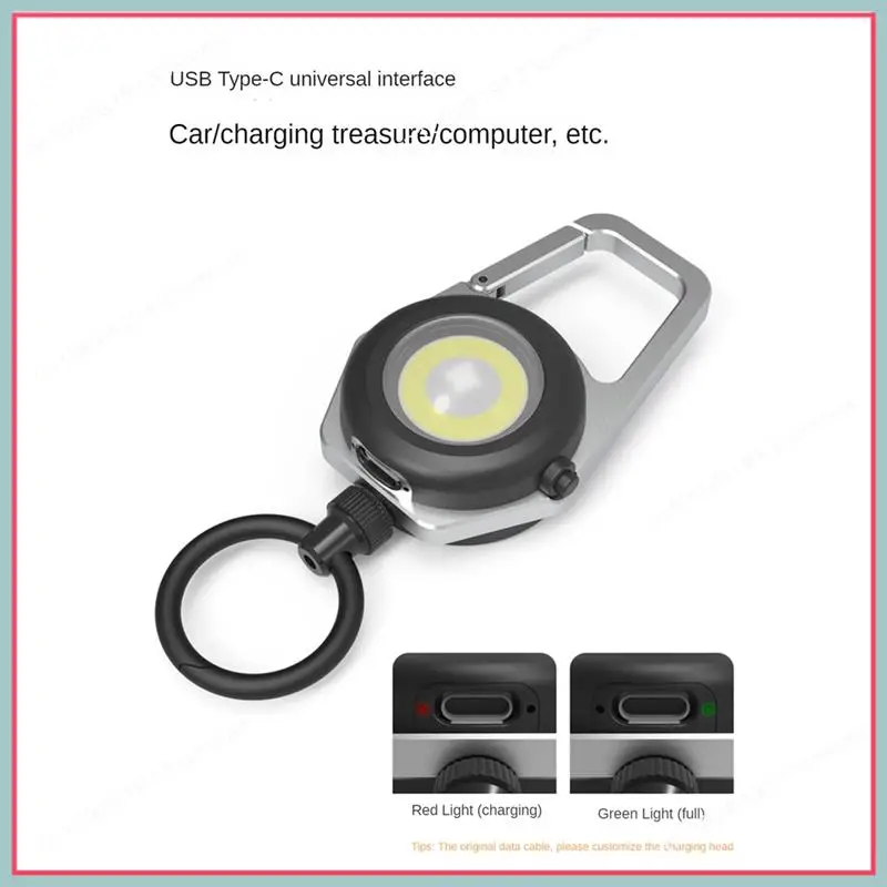 N94R Multifunctional Mountaineering Fishing Easy-Pull Buckle Rechargeable Lighting Keychain With Light Magnetic