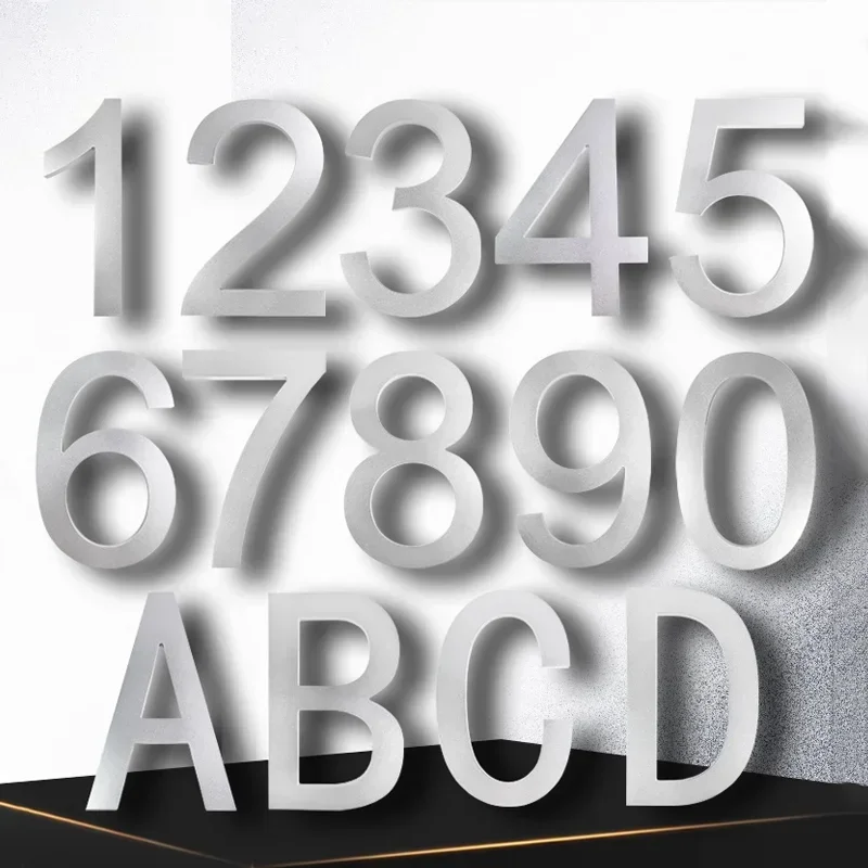 House Number Outdoor 8 Inch Silver/Black 20cm Letters #0-9 Big Door Alphabet Home Outdoor Numbers Address Plaque Signs The Door