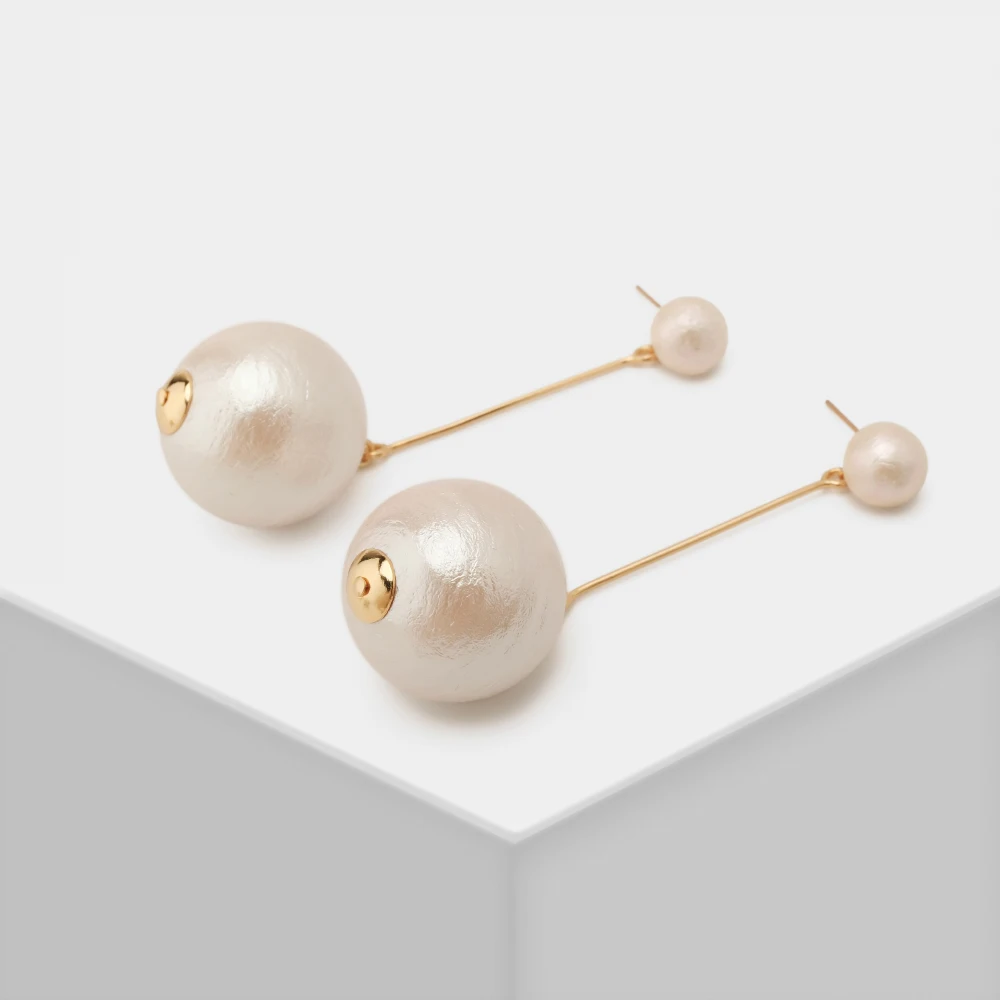 Amorita boutaique Ab Pearl Wool Big Ball Fashion Drop Earring gold Plated Jewelry