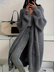 Cardigan taglie forti a maniche lunghe con tasche larghe e versatili giacca da lavoro capispalla Streetwear da donna quotidiana per l'autunno inverno