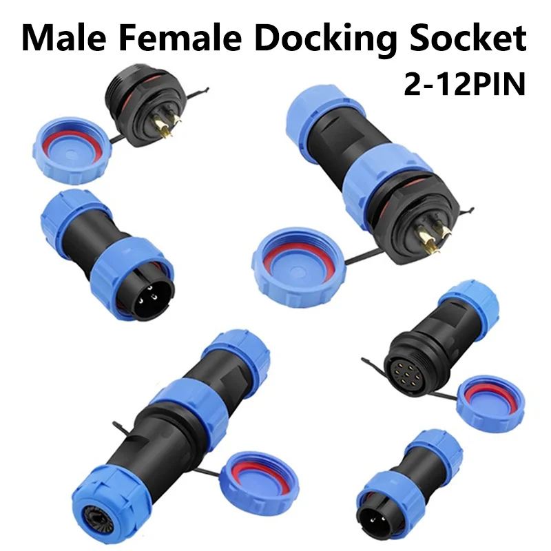 

SP13 2-12PIN SP16/17 SP20/21 Aviation Connectors Male/Female Plug Socket Nut/Docking IP68 Waterproof Cable Wire Connector