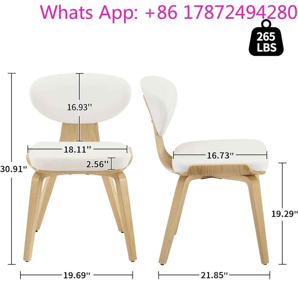 Mid Century Modern Dining Room Chairs,  Leather Upholstered Armless Side Chair with Wood