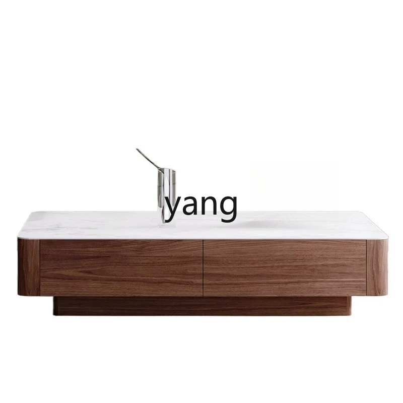 

LT solid wood rock slab coffee table modern simple long tea table with storage living room rectangle