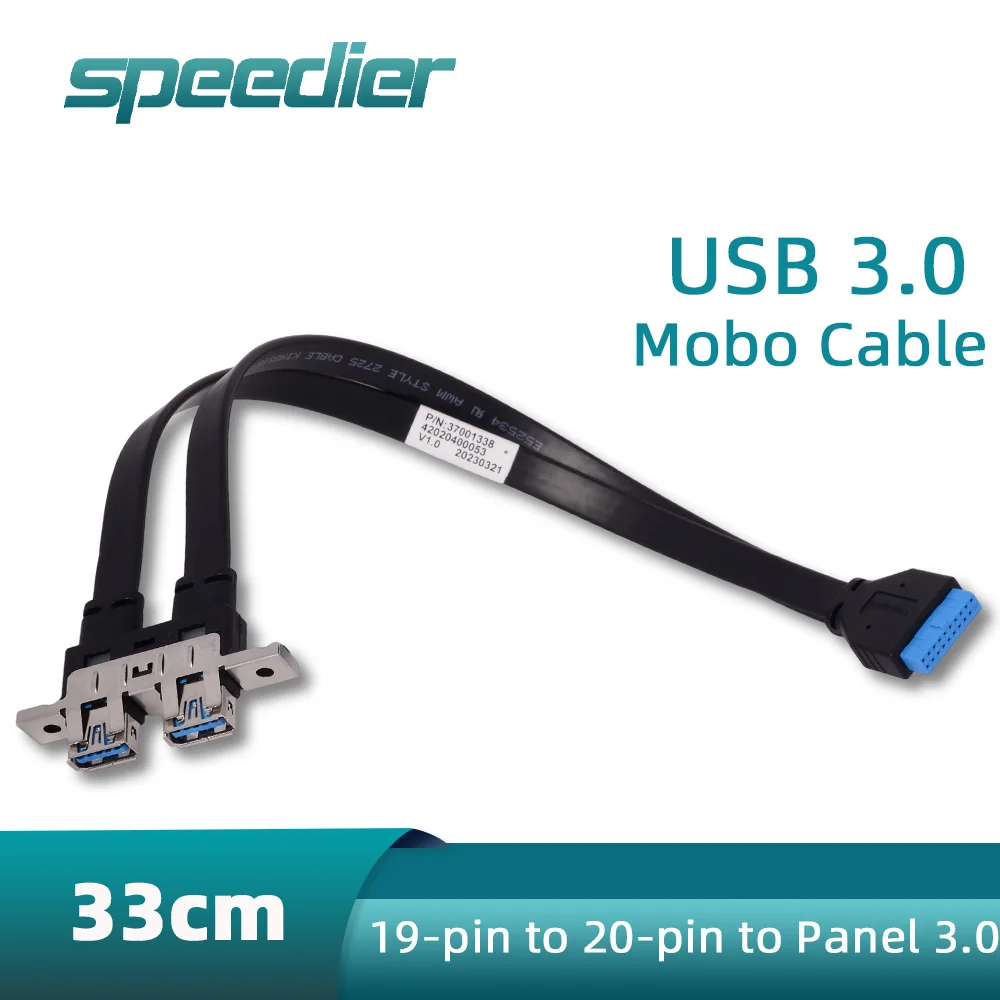 Kabel USB 3.0 do płyty głównej komputera, 19-pinowy/20-pinowy do panelu 3.0, przedni moduł rozszerzeń, kabel z wtyczką, 33 cm