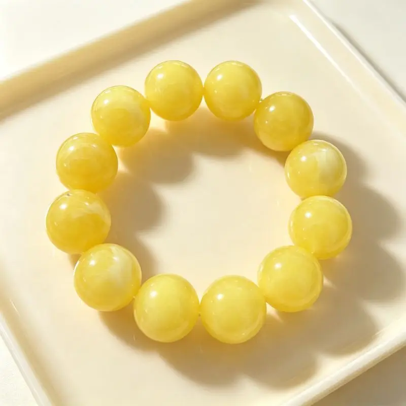 The Second-generation Yellow Honey Round Bead Single-circle Bracelet, Simple and Versatile Jewelry Handicrafts