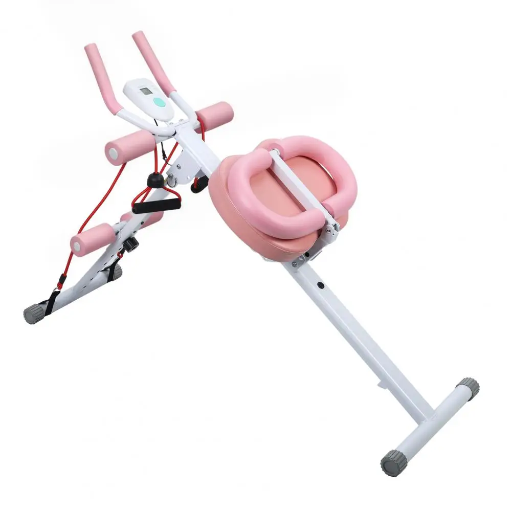 Ab Machine with LCD Data Display Screen, Thickened Foam Handle 5 Levels Height Adjustments Abdominal Trainer, Full Body Workout