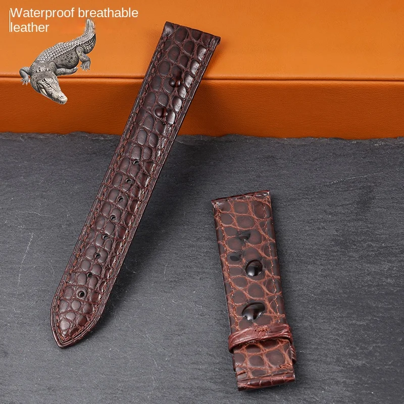 High Quality Double Sided Crocodile Skin Watch Band Men Women pin Buckle for  IWC Tissot Omega Longines Bracelet Strap