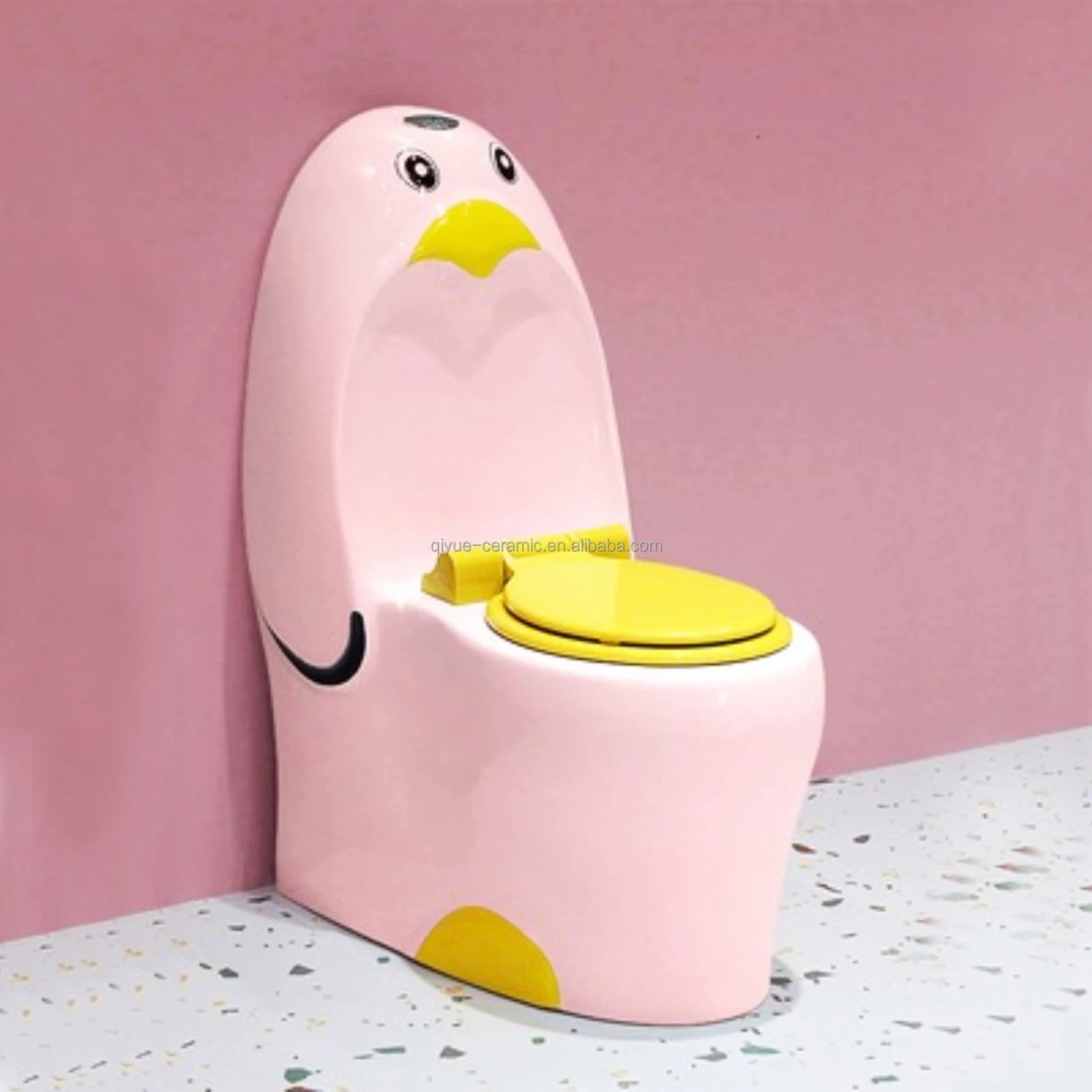 

New Bathroom Kid Sanitary Wares Penguin Design Ceramic Colored Children Toilets For Kindergarten