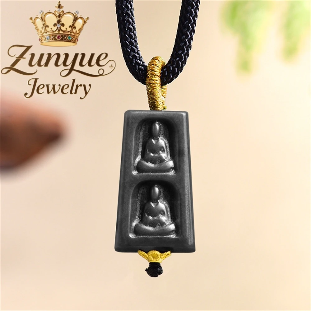 

Natural A-Grade Jadeite Blue Water Annual Abundance Auspicious Jade Pendant Simple Glutinous Jade Pendant For Men And Women