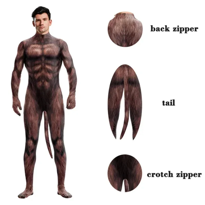 Sky03 ปาร์ตี้ฮาโลวีนตลกชุดคอสเพลย์สัตว์หมาป่า 3D พิมพ์บอดี้สูท Zentai เต็มรูปแบบพร้อม jumpsuits หาง catsuits55Hu %