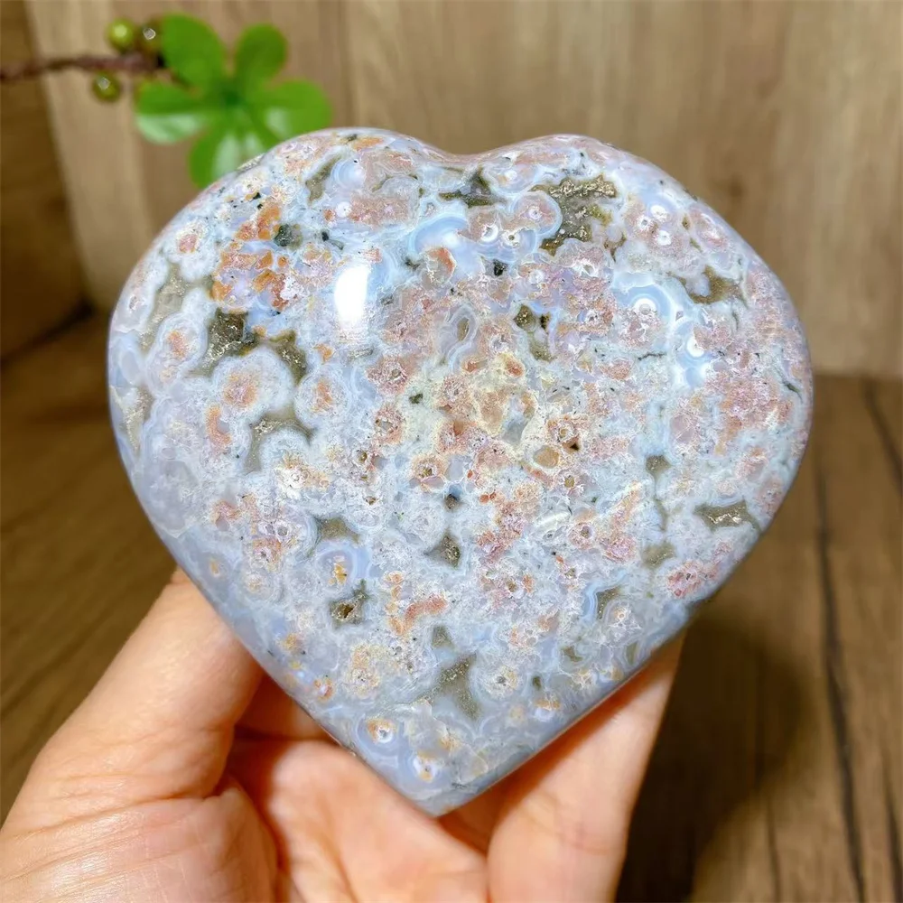 Natural Crystal Ocean Jasper Gem Heart Sorcerer Exorcism Meditation Cures Feng Shui Crystal Home Decoration
