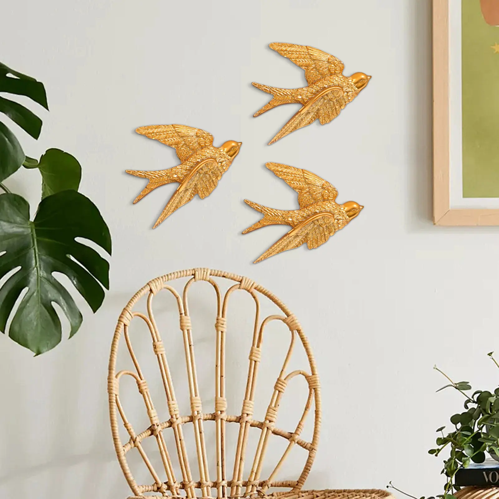 3 Pcs Outdoor Wall Decor Swallow Pendant Home Decoration Resin Ornament Indoor Craft Pendents Swallow Resin Wall Sculpture
