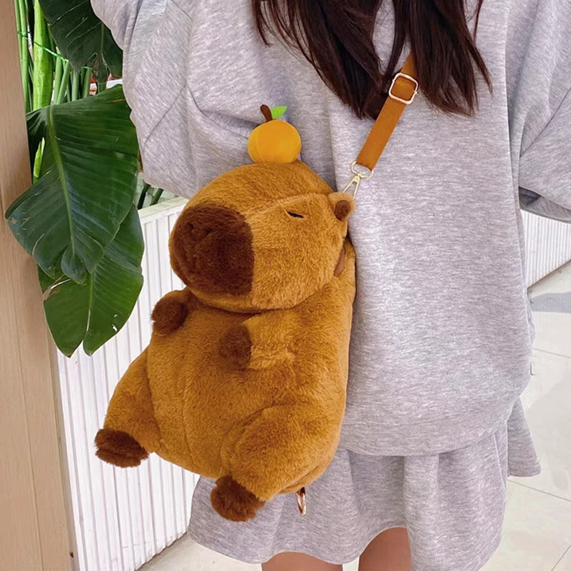 كابيبارا حقيبة ظهر قطيفة Kawaii موضة بلوشي دمية الفراء حقيبة الأطفال حقيبة كتف حقيبة صغيرة حقائب هدايا لصديقتك