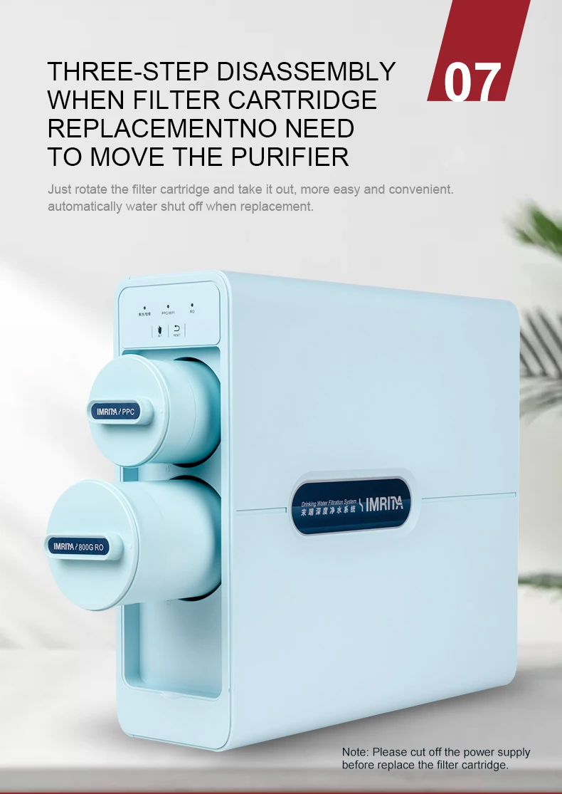 IMRITA Under Sink Quick Twist Direct Drinking Domestic Reverse Osmosis RO Water Purifier System 800 GPD Water Filter