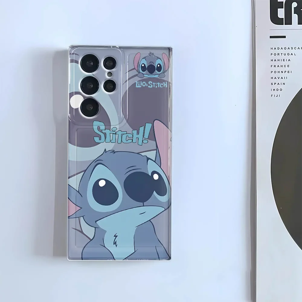 Cute Stitch Projection Cartoon Lucky Phone Case For Samsung A14 15 25 35 52 53 54 55 5G S 21 22 23 24 FE Ultra Plus 5G Y2K Cover