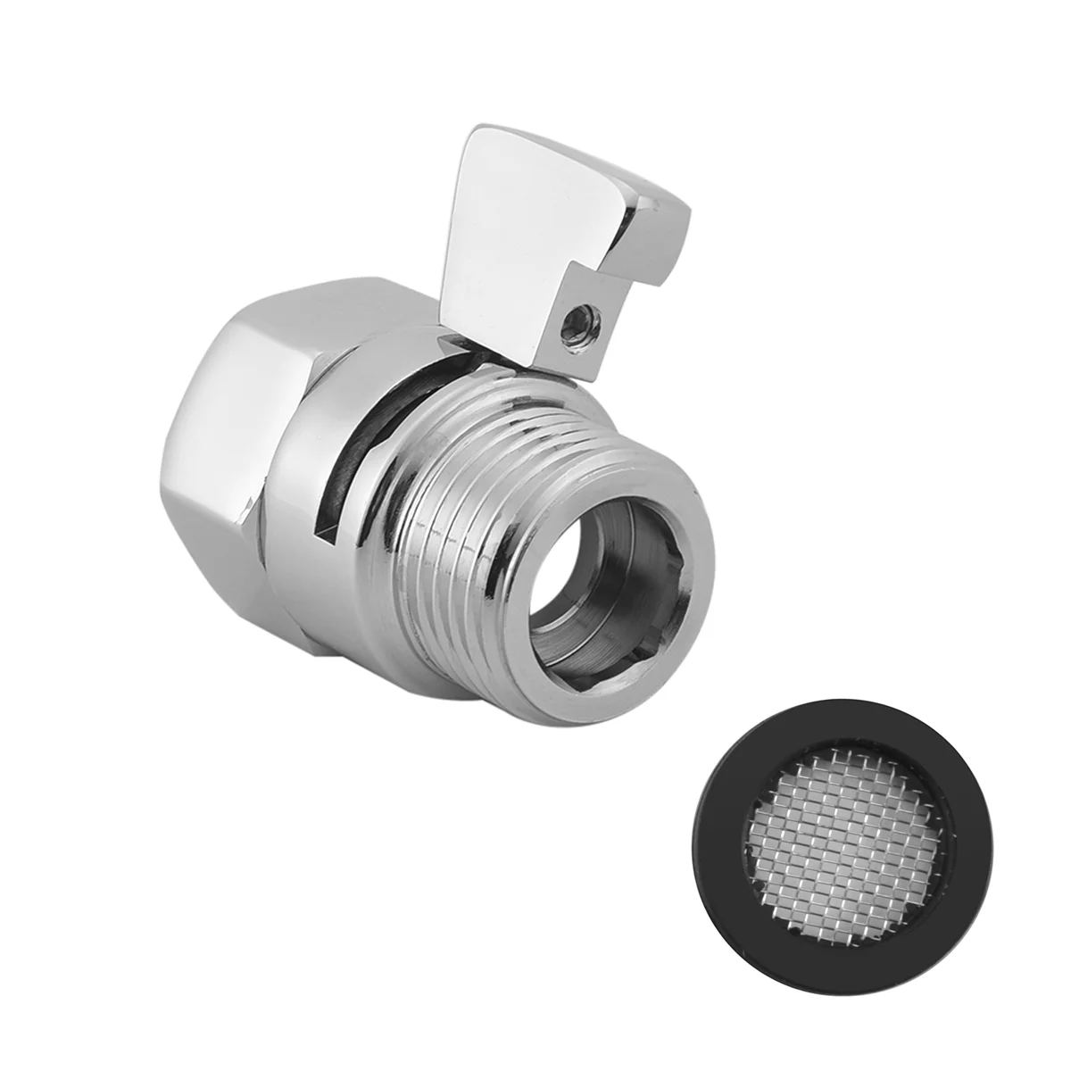 Water Flow Control Shut Off Valve, Brass Adjustable Water Pressure Regulator for Hand Held Shower Head & Bidet Sprayer