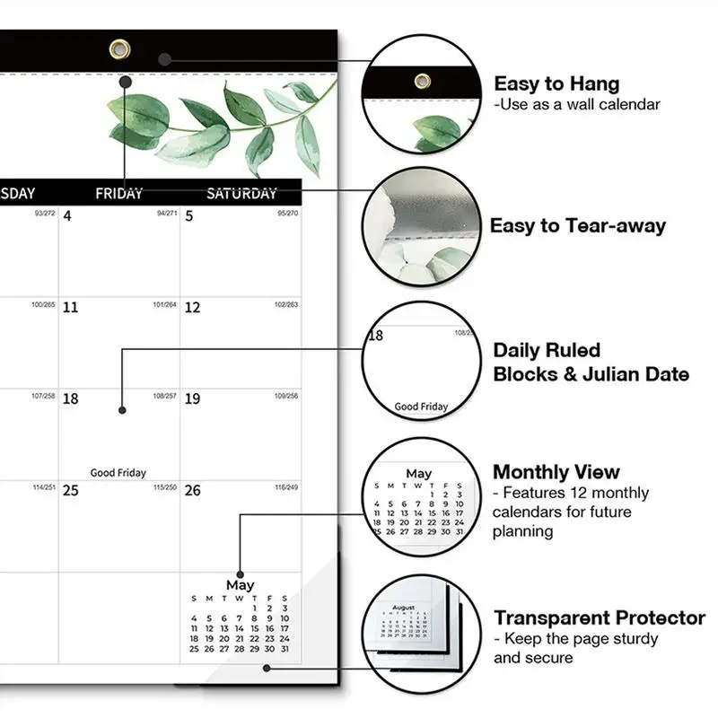 Calendário com Cordas Hunging para Home Living Room, Família, Mês a Vista, Calendário de Parede, Organizador, 2022