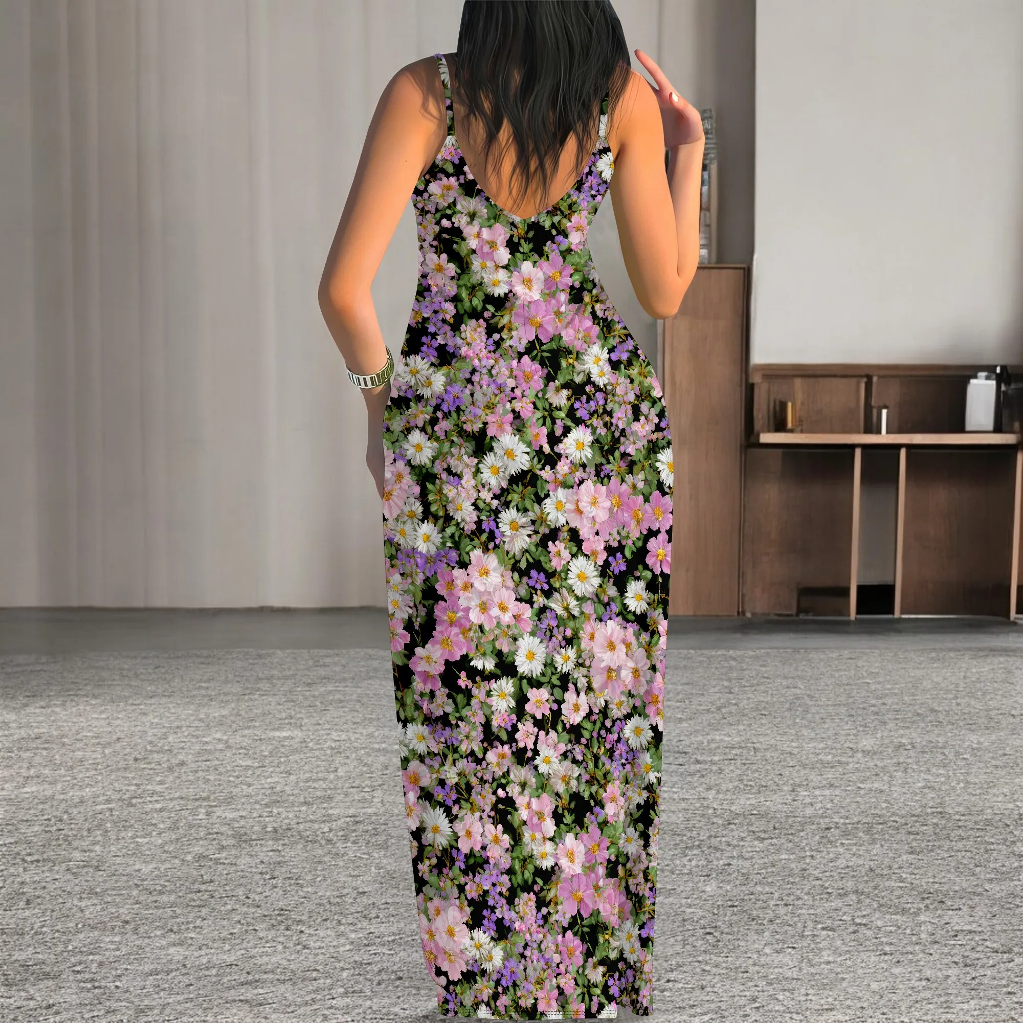 Abiti estivi da donna 2025 Abito da vacanza al mare Boho Prendisole floreali Abito maxi tropicale da donna