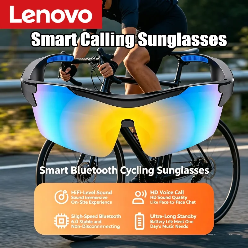 Lenovo AI Smart Translation 5.4 Bluetooth Cycling Sun Protection Glasses Black Technology Outdoor Sports Call & Listen to Music - Detail 1