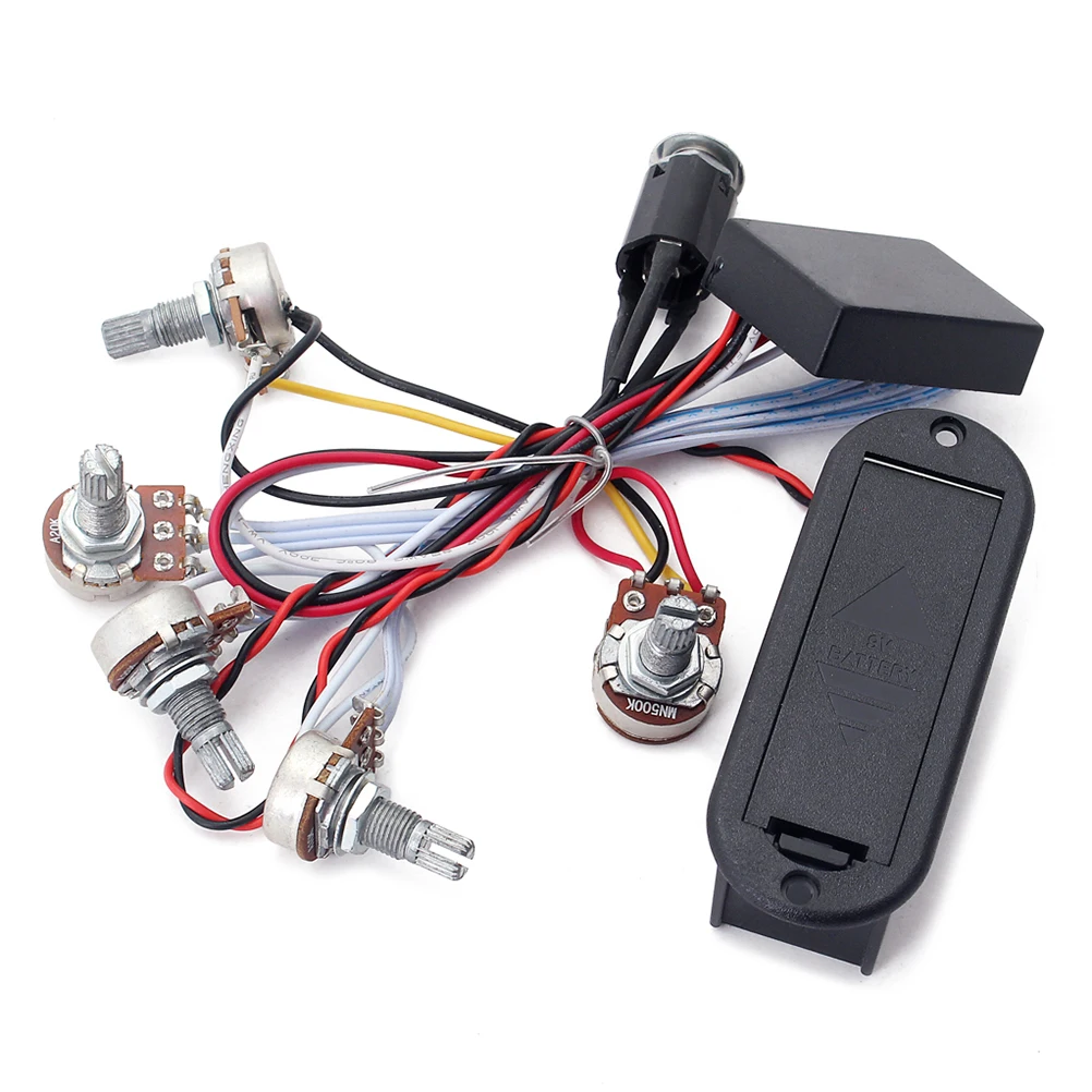 

3 B Equalizer Guitar Tone Control Wiring Harness Preamp Circuit Black III 5 Pots Piezo Electric