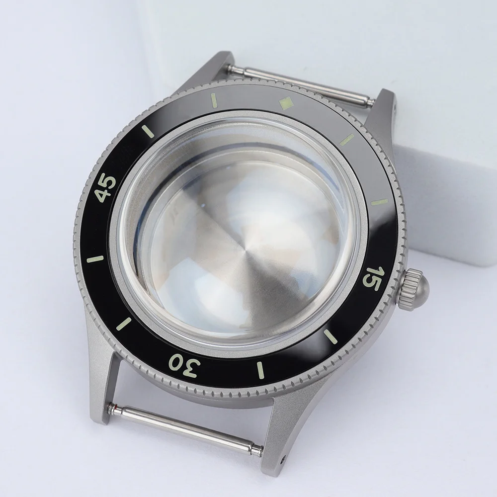 Vintage 40MM Sandblasted Watch Case AR Sapphire Glass C3 Luminous bezel for 50 FATHOMS NH35 NH36 NH38 NH70 Automatic Movt 20atm
