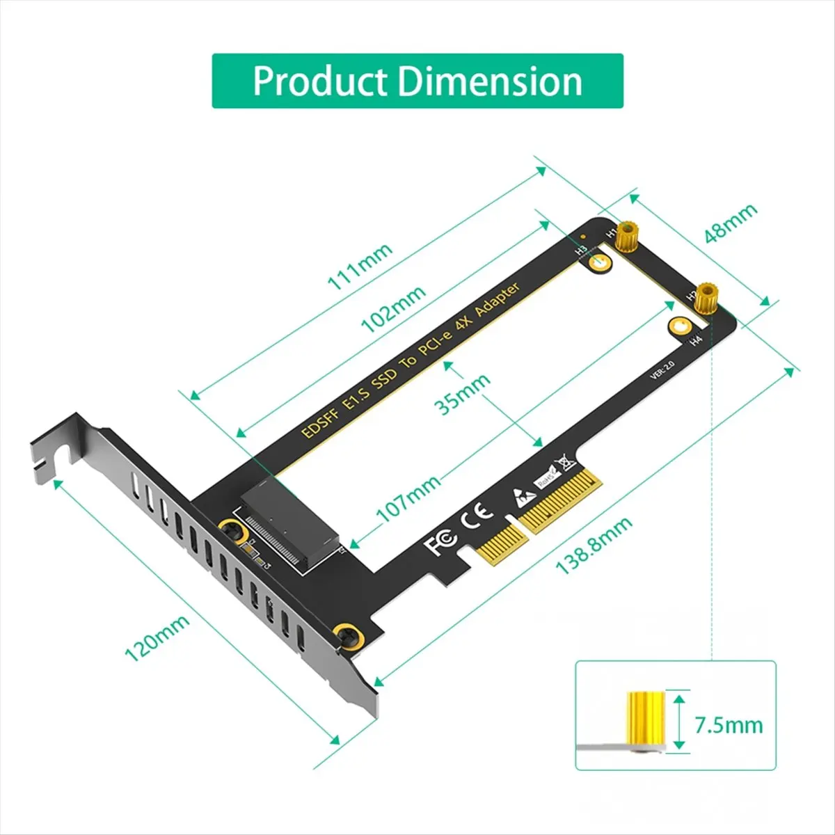 L77A PCI-E 4.0 4X إلى NVMe حاكم 1U GEN-Z EDSFF 9.5 مللي متر 15 مللي متر 25 مللي متر سمك قصير SSD E1.S مع محول بالوعة الحرارة PM9A3 PM9D3